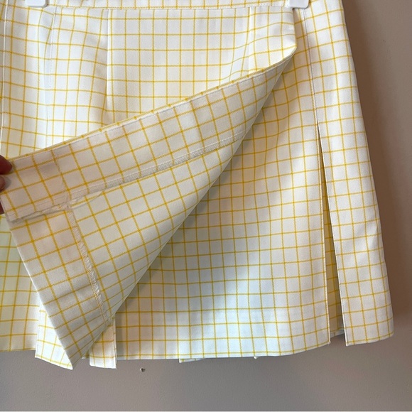 CYCLE | Vintage Yellow Plaid Pleated Mini Skirt Sz L - Picture 4 of 8